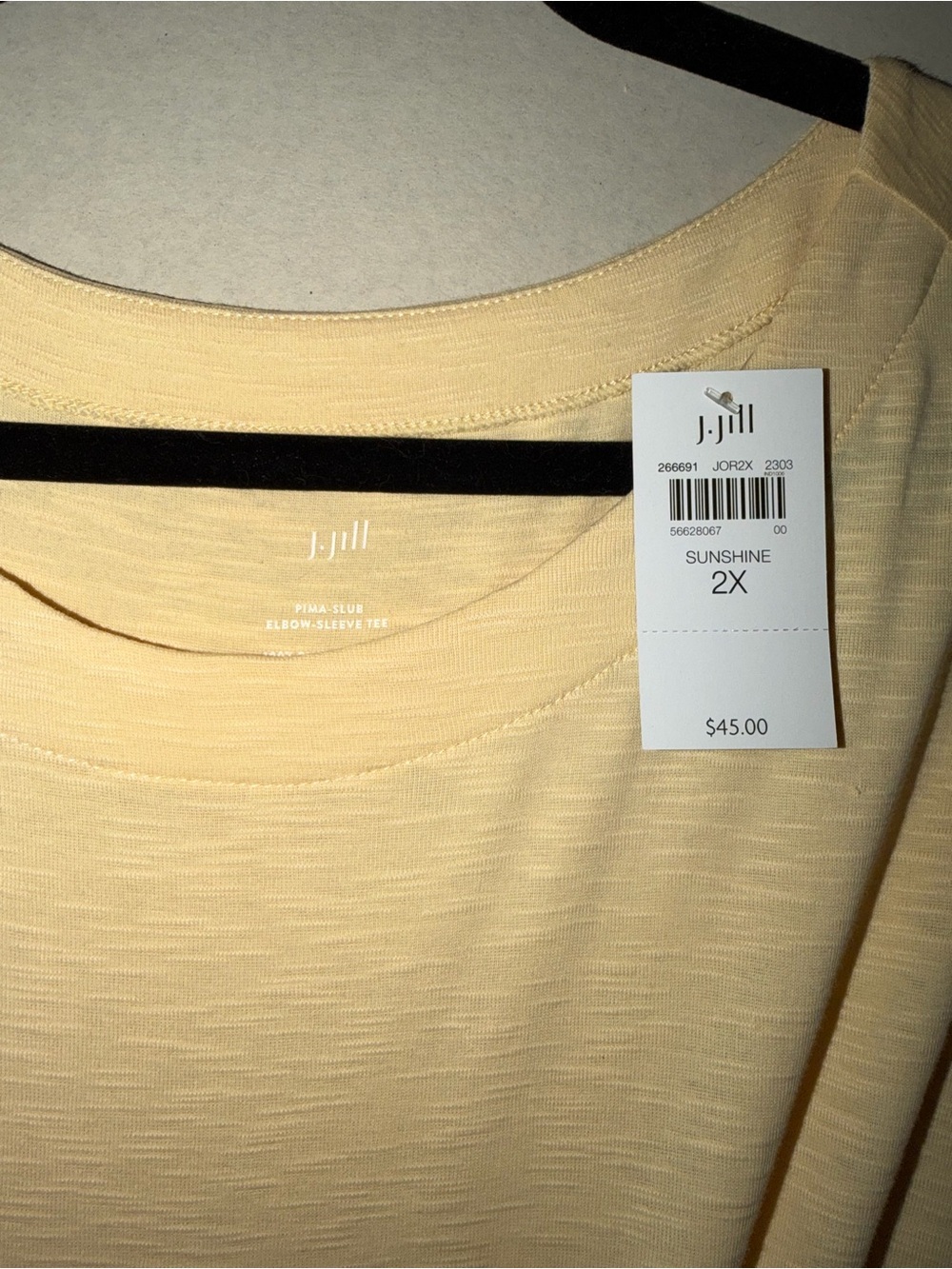 J. Jill Sunshine Elbow-Sleeve Tee in Pale Yellow